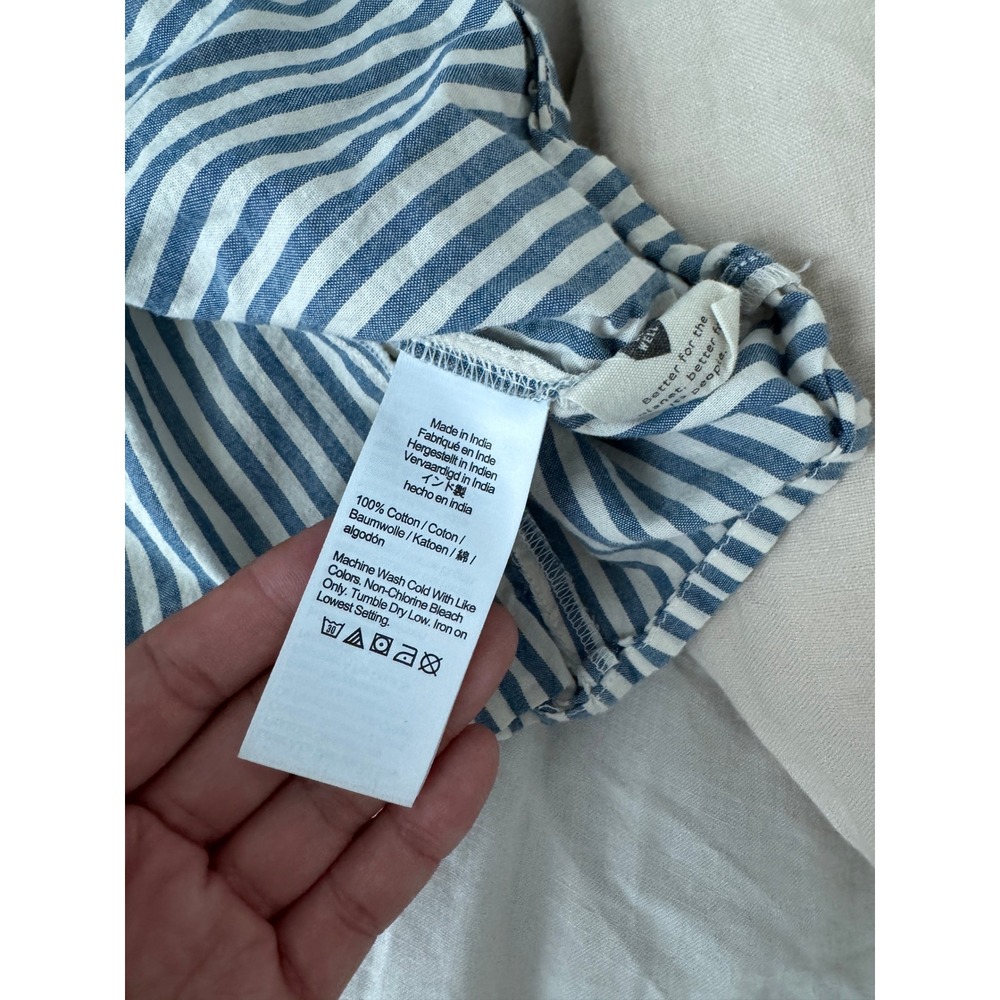 Madewell Courtyard Flutter Sleeve in Stripe Puff Sleeve Top Size Medium - Picture 6 of 7